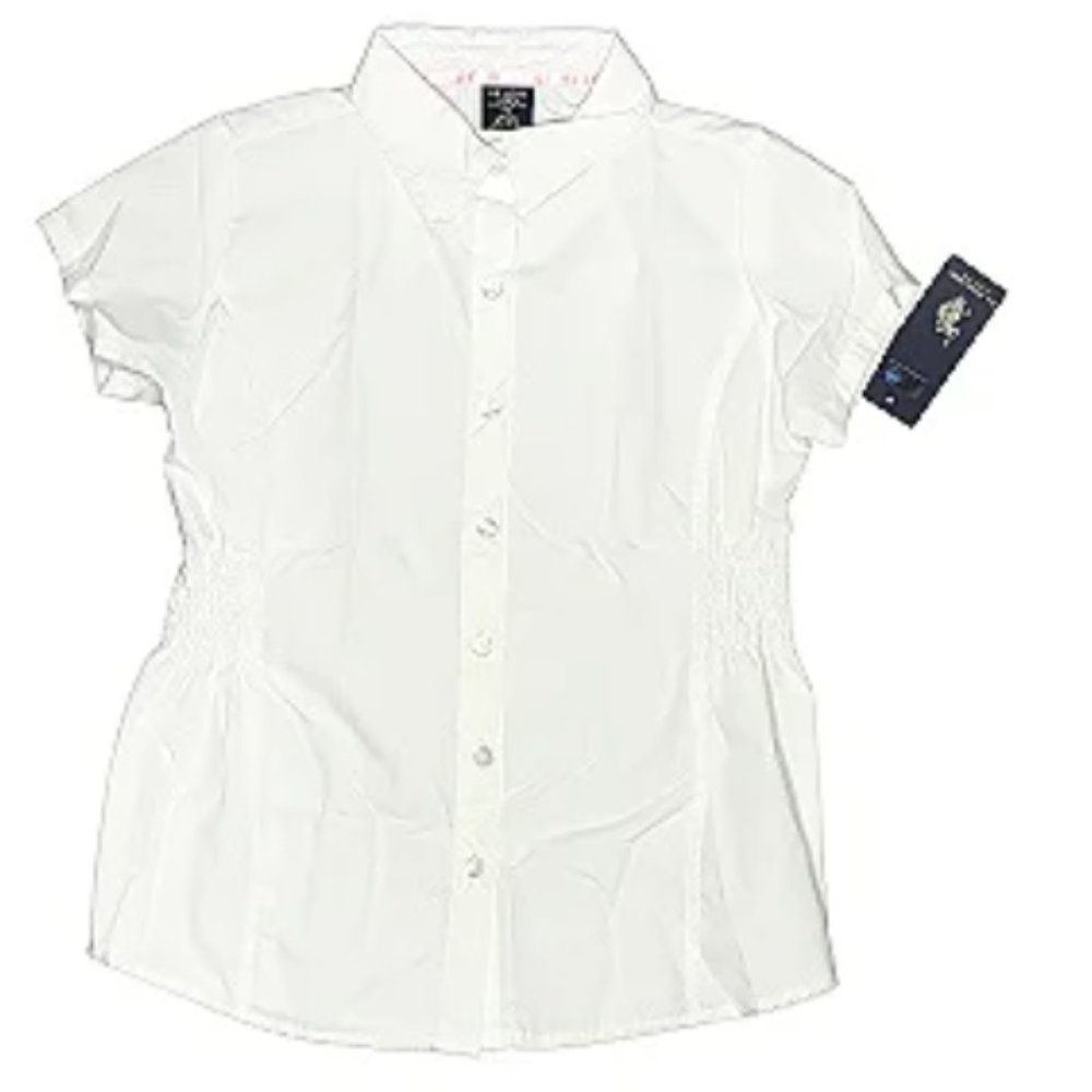4 Identical Girl's US Polo Association Short Sleeve Button Down Shirts size 8